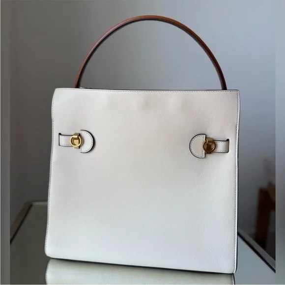 Like new Tory Burch Lee Radziwill Double
Bag Satchel New Cream $1,320 - Picture 3 of 9